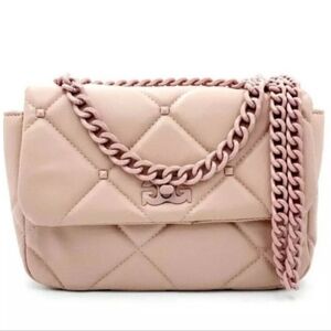 New Gilda Paris Blush Pink Quilted Studded Chain Strap Handbag